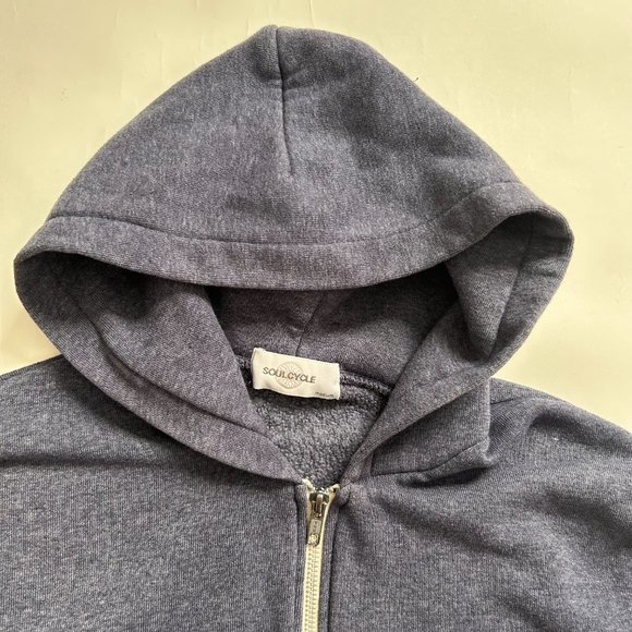 Soulcycle Full Zip Hoodie Sweatshirt Jacket Blue Spell out Soul Cycle Size M - Picture 2 of 6